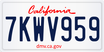 CA license plate 7KWV959