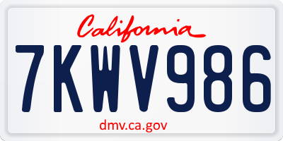CA license plate 7KWV986