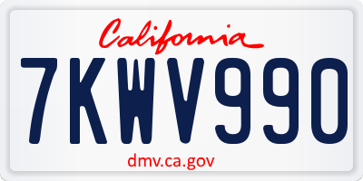 CA license plate 7KWV990