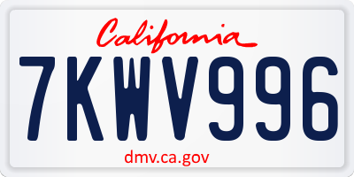 CA license plate 7KWV996
