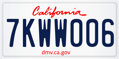 CA license plate 7KWW006