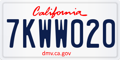 CA license plate 7KWW020