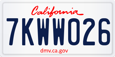CA license plate 7KWW026