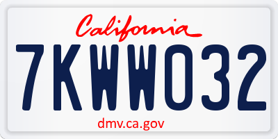 CA license plate 7KWW032