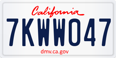 CA license plate 7KWW047