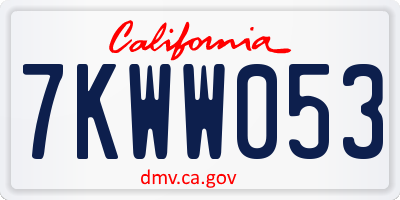 CA license plate 7KWW053
