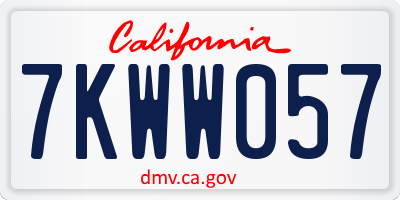 CA license plate 7KWW057