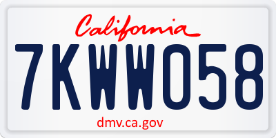 CA license plate 7KWW058