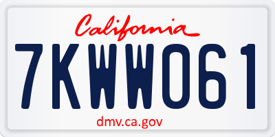 CA license plate 7KWW061