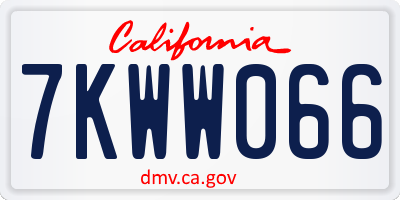 CA license plate 7KWW066