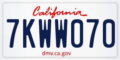 CA license plate 7KWW070