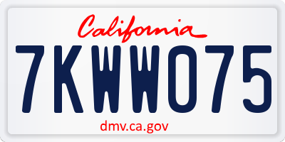 CA license plate 7KWW075