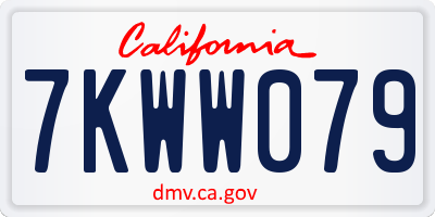 CA license plate 7KWW079