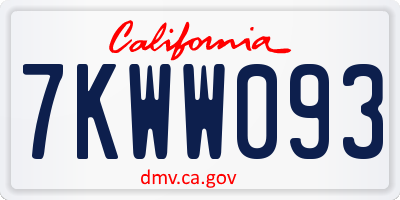 CA license plate 7KWW093