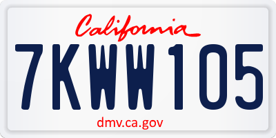CA license plate 7KWW105