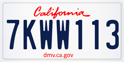 CA license plate 7KWW113