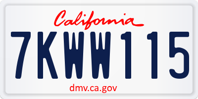 CA license plate 7KWW115
