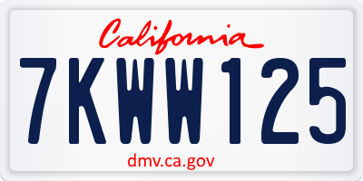 CA license plate 7KWW125