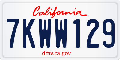 CA license plate 7KWW129