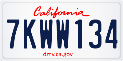 CA license plate 7KWW134