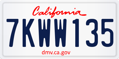 CA license plate 7KWW135