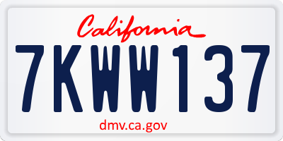 CA license plate 7KWW137