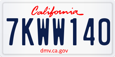 CA license plate 7KWW140