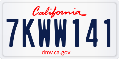 CA license plate 7KWW141