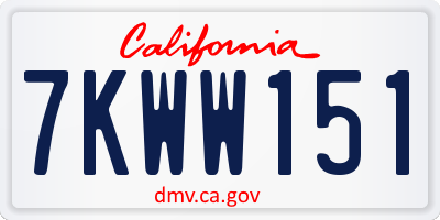 CA license plate 7KWW151