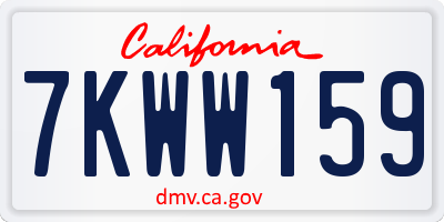 CA license plate 7KWW159