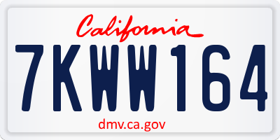 CA license plate 7KWW164
