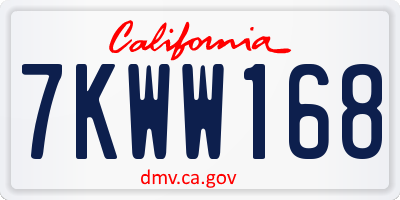 CA license plate 7KWW168