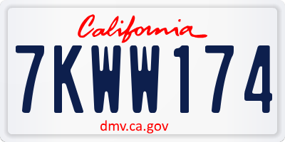 CA license plate 7KWW174