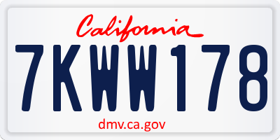 CA license plate 7KWW178