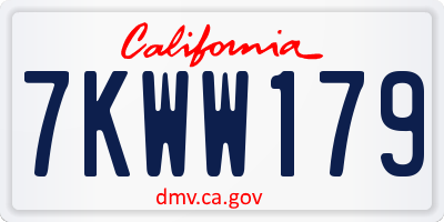 CA license plate 7KWW179