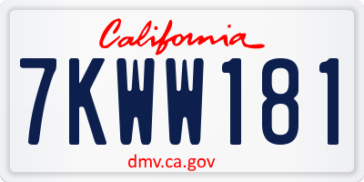 CA license plate 7KWW181