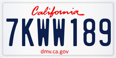 CA license plate 7KWW189