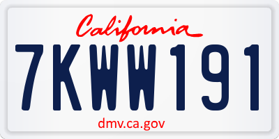 CA license plate 7KWW191