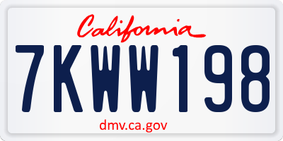 CA license plate 7KWW198