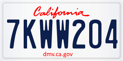 CA license plate 7KWW204