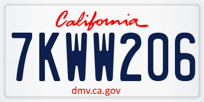 CA license plate 7KWW206