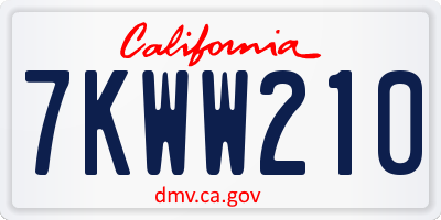 CA license plate 7KWW210