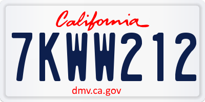 CA license plate 7KWW212