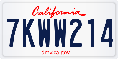 CA license plate 7KWW214
