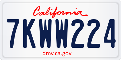 CA license plate 7KWW224