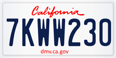 CA license plate 7KWW230