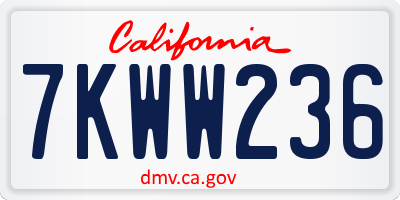 CA license plate 7KWW236