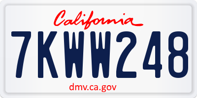 CA license plate 7KWW248