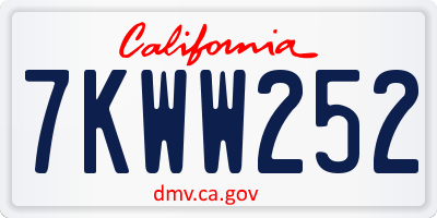 CA license plate 7KWW252