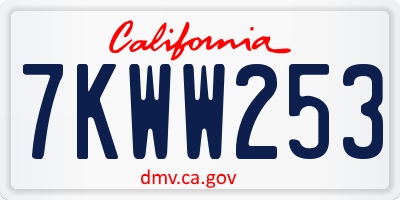 CA license plate 7KWW253
